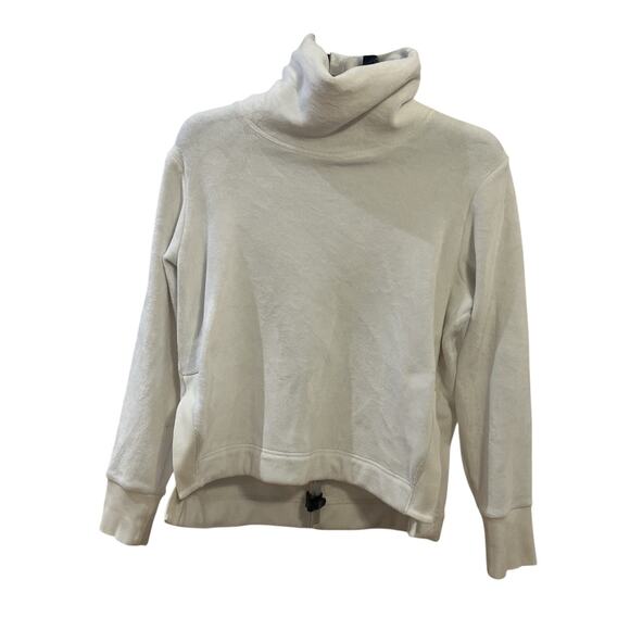 Athleta Sweatshirt Women's Medium White Cream Fleece Soft Turtle Neck Sweater - Picture 1 of 4